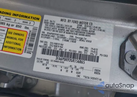 2016 Ford Fusion Titanium from USA, damaged, VIN 3FA6P0K92GR156865